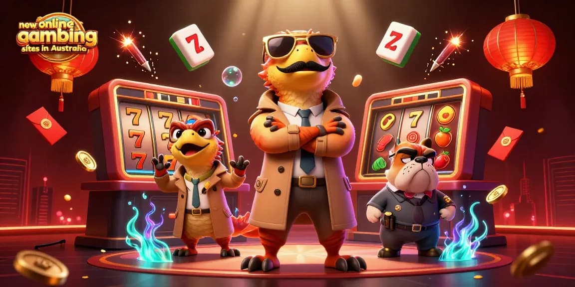 Experience new online gambling sites in Australia with vibrant raptors in a casino scene.