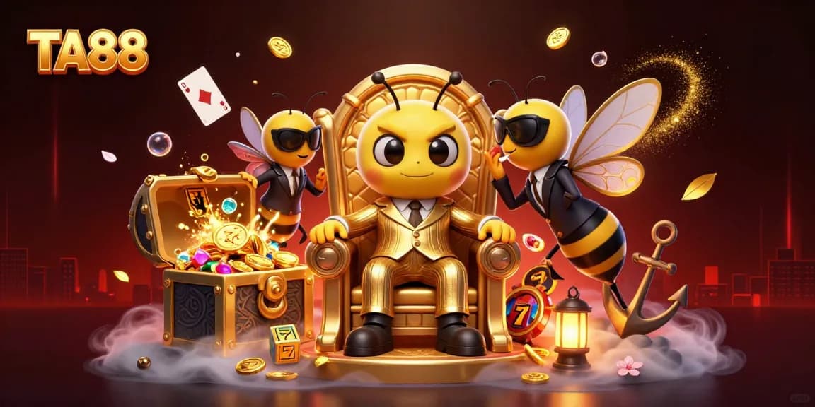 Engage with TA88's vibrant casino scene featuring the bumblebee mob boss and winning elements.