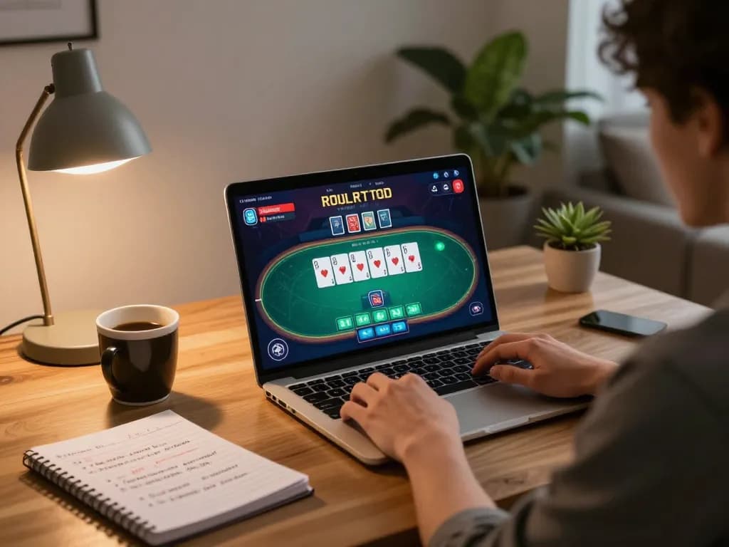 Pragmatic Play Login accessed on a laptop at home, with poker game displayed comfortably.