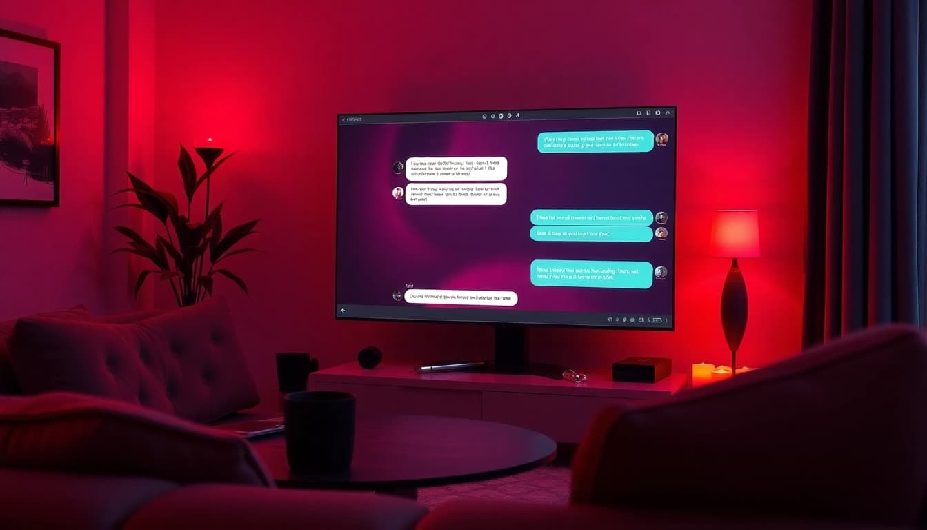 Engaging porn ai chat interface on a modern screen in a cozy setting.