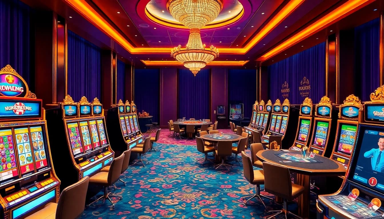 Experience the thrill of slot demo pg gameplay at a luxurious casino with vibrant machines.