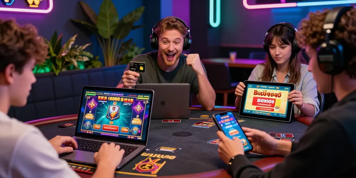 Players enjoying lively games at online casinos that accept credit cards with vibrant visuals and engaging bonuses.