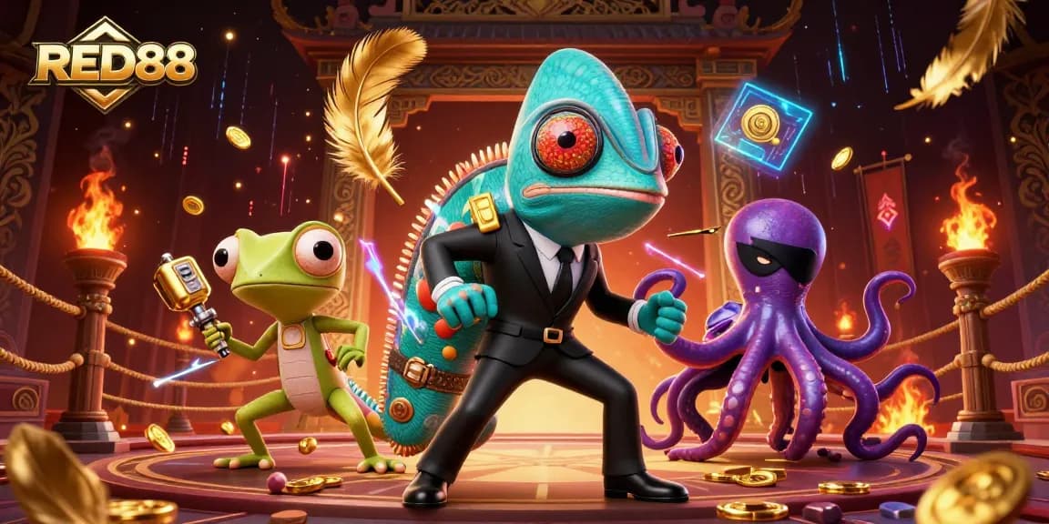 Engage in thrilling gameplay with RED88 as secret agent characters light up the casino scene.