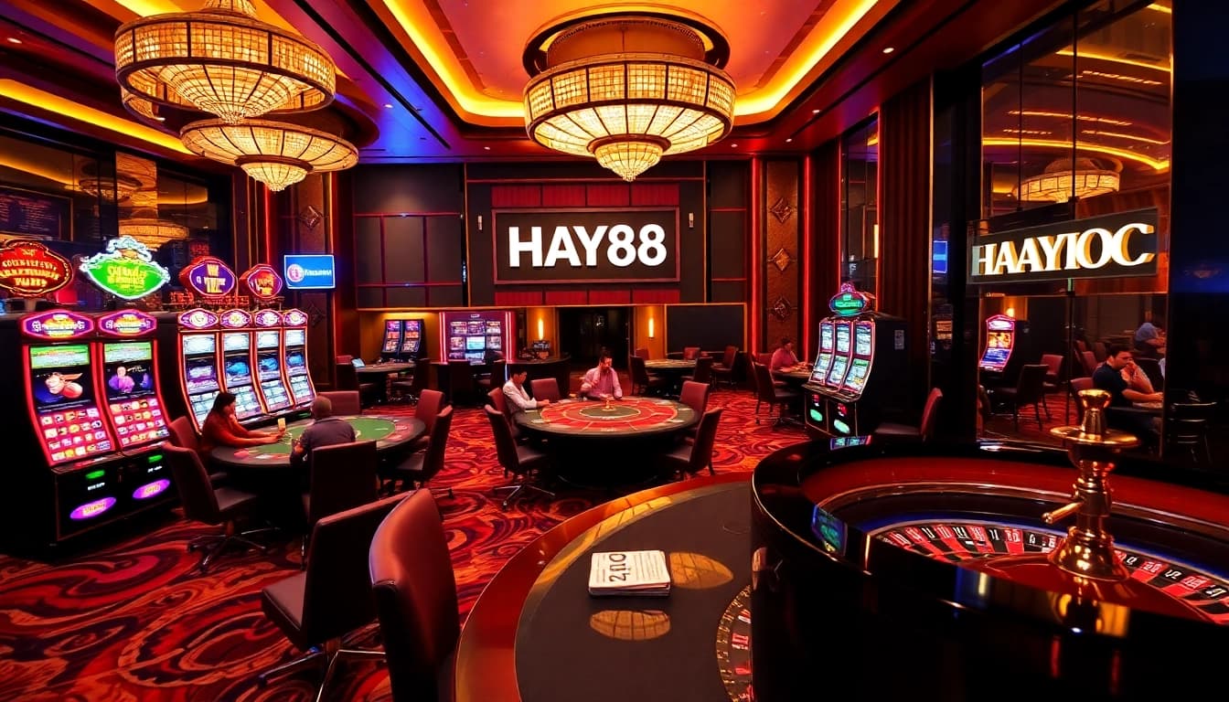 Experience thrilling gameplay at HAY88’s luxurious casino environment.