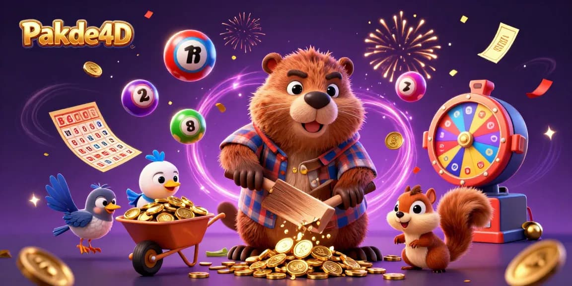 Experience the thrill of Pakde4D with vibrant lottery elements and dynamic characters celebrating exciting wins.