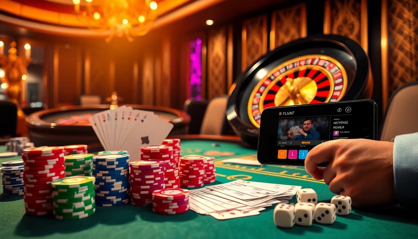 Engaging gaming scene at https://hitclub1.cn.com/ showcasing poker chips, cards, and roulette excitement.
