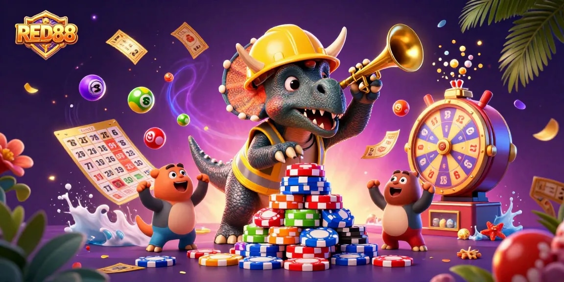 Experience the thrill of RED88 casino with colorful elements bringing excitement to the gaming environment.