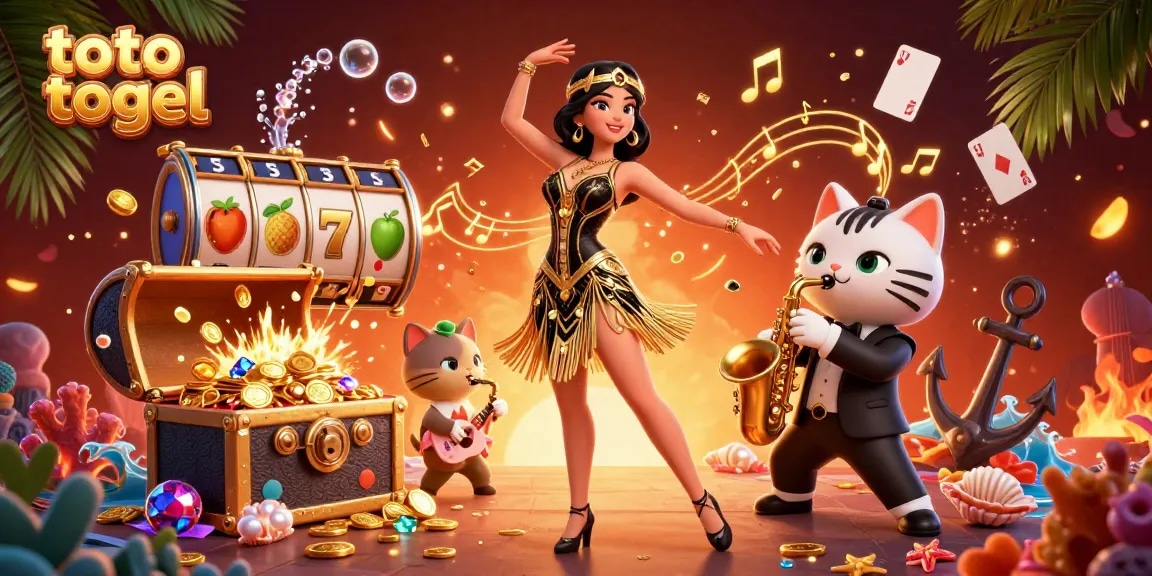 Experience exciting toto togel gameplay with vibrant casino elements and dynamic characters in a colorful 3D illustration.