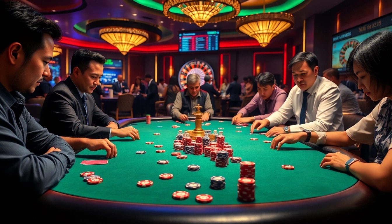 Enhance your understanding of Thế đá gà là gì while enjoying a thrilling poker game at a vibrant casino.