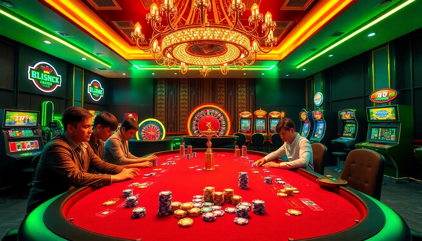 The lively atmosphere at the poker table on https://789wins1.net/, showcasing players engaged in high-stakes betting with colorful chips.