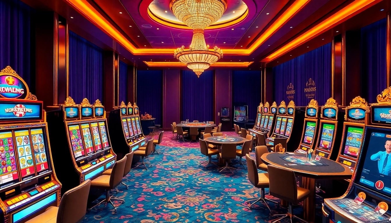 Experience the thrill of slot demo pg gameplay at a luxurious casino with vibrant machines.