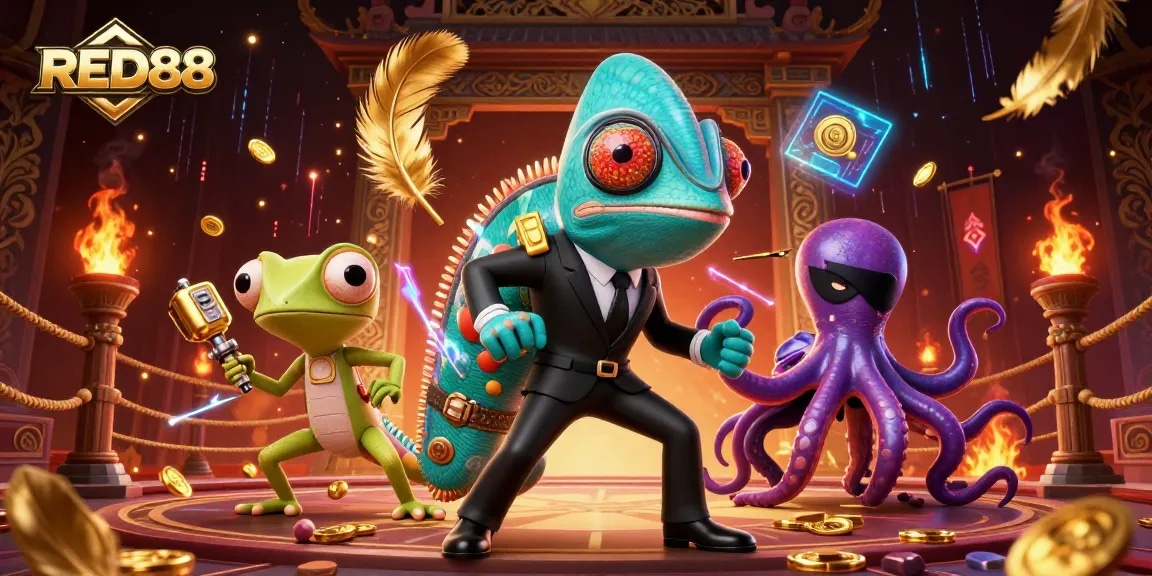 Engage in thrilling gameplay with RED88 as secret agent characters light up the casino scene.