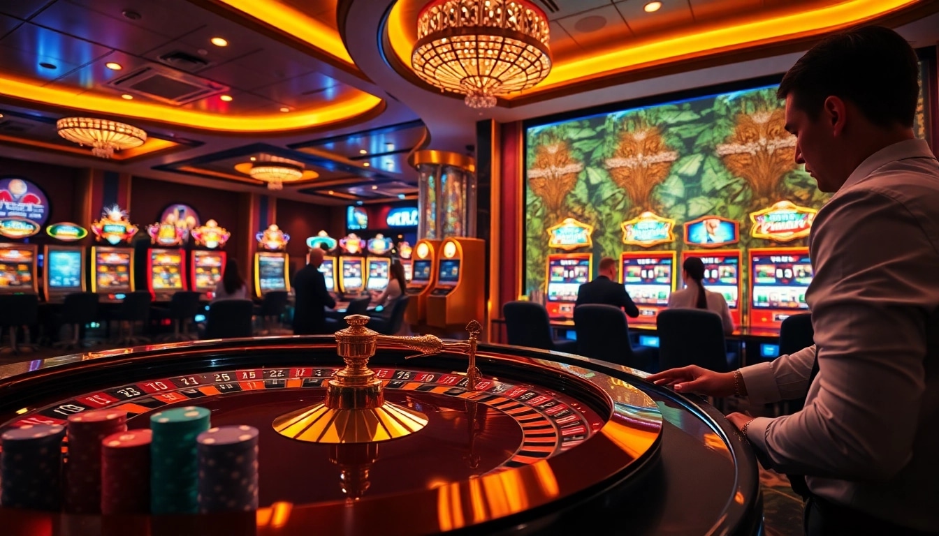 Engage in เทคนิคแทงบอล strategies at a vibrant casino betting table with colorful chips and a roulette wheel.