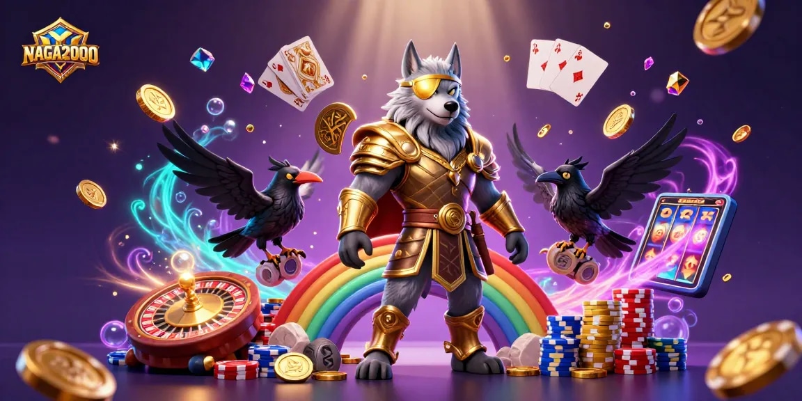 Rasakan sensasi NAGA2000 dengan mesin slot, permata kemenangan, dan elemen kasino yang epik.