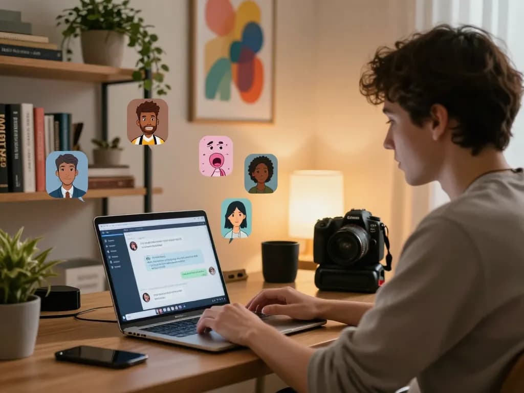 Interactive free ai sex chat with customizable avatars in a warm home workspace.