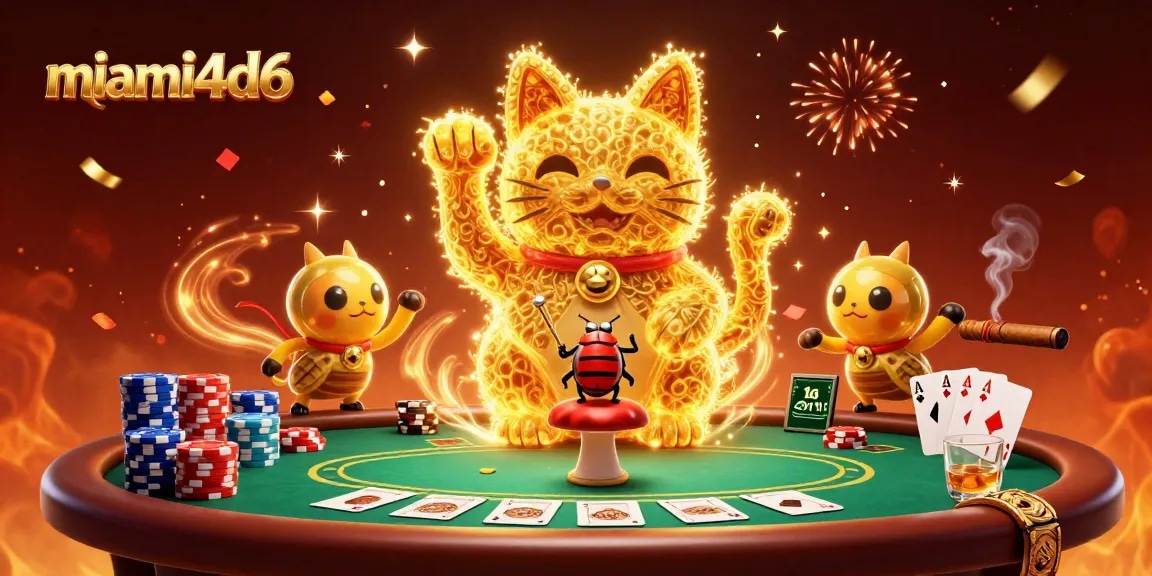 Engage in exhilarating gameplay at miami4d6 with a vibrant casino scene filled with lucky symbols.