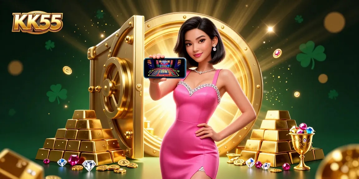 Experience thrilling gameplay at KK55 with a stunning woman engaging in live dealer casino action.