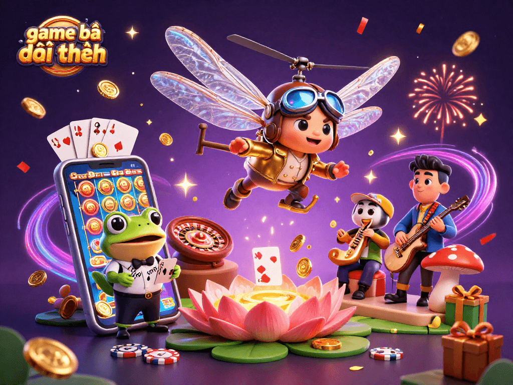 Experience the excitement of game bài đổi thưởng with vibrant characters and thrilling casino elements.