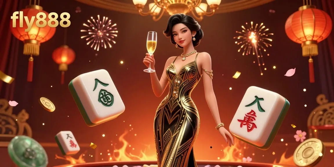 Experience winning joy at fly888 with a glamorous casino scene full of festive elements and excitement.