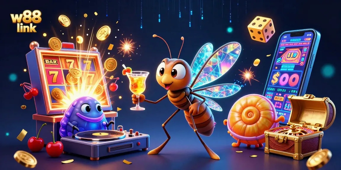 Experience the excitement with w88 link featuring a vibrant casino scene with rich 3D characters and dynamic elements.