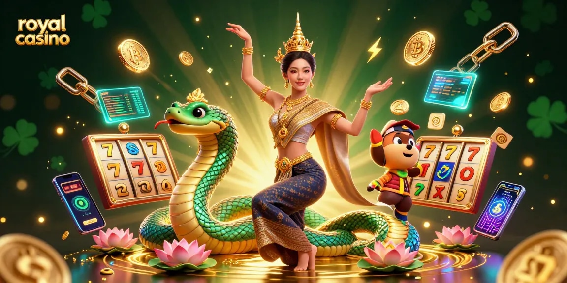 Experience the exciting world of royal casino with vibrant character illustrations and dynamic gaming elements.