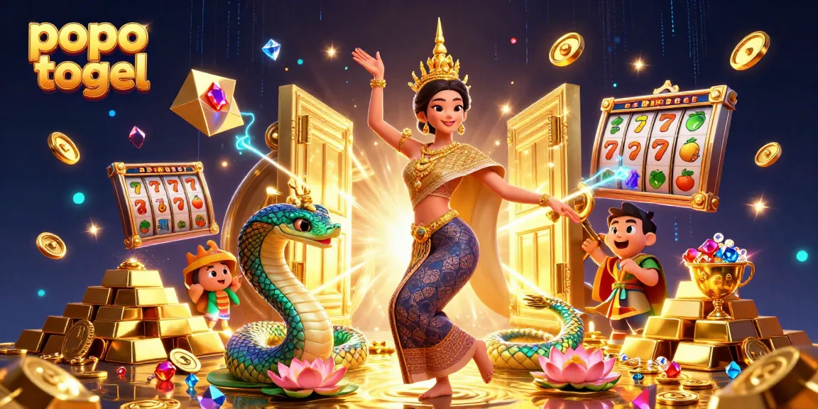 Engage with the thrilling popo togel experience featuring an ornate character amidst dazzling casino elements.