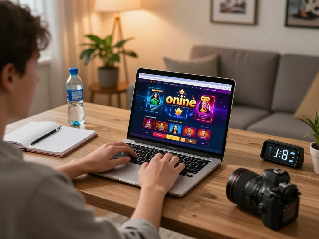Engaging with popular Canadian online casinos at home, focusing on responsible gaming strategies and comfort.