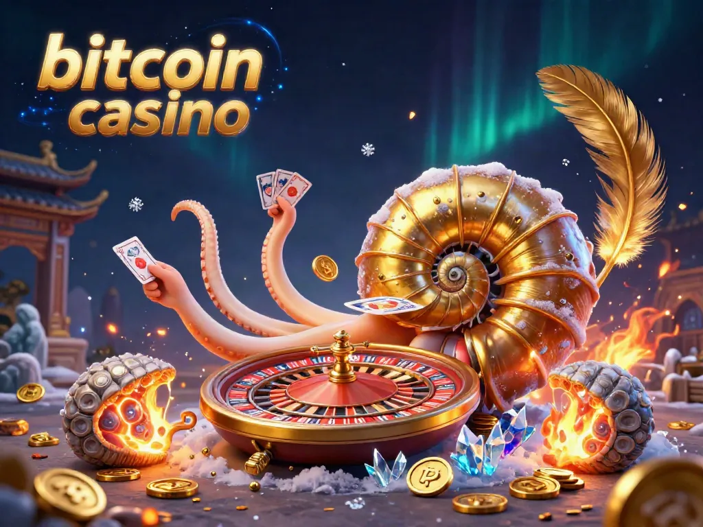 Experience the thrill of a bitcoin casino with dynamic 3D elements featuring a nautilus roulette wheel.