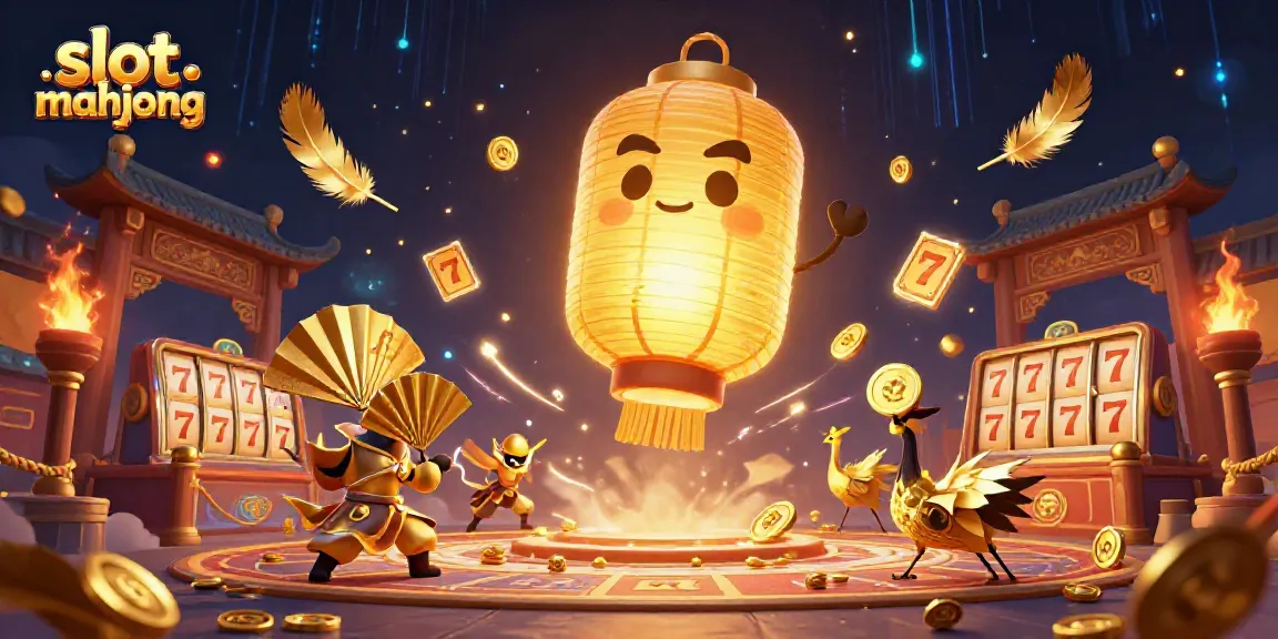 Slot mahjong dengan karakter utama dan elemen kasino dalam ilustrasi 3D yang kaya detail.