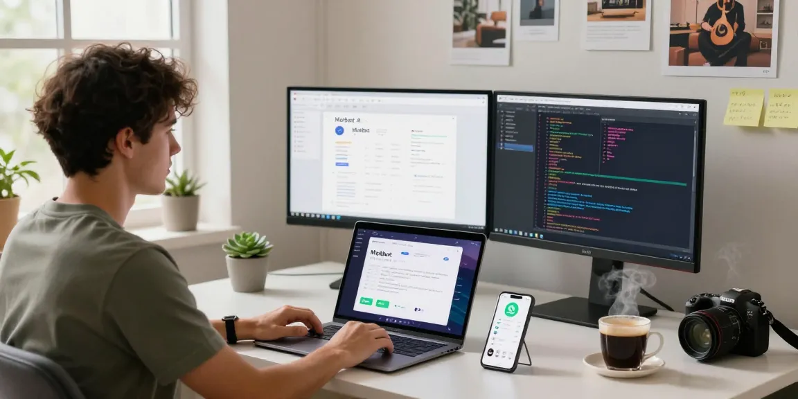 Moltbot AI interface displayed on a developer's laptop in a modern home office