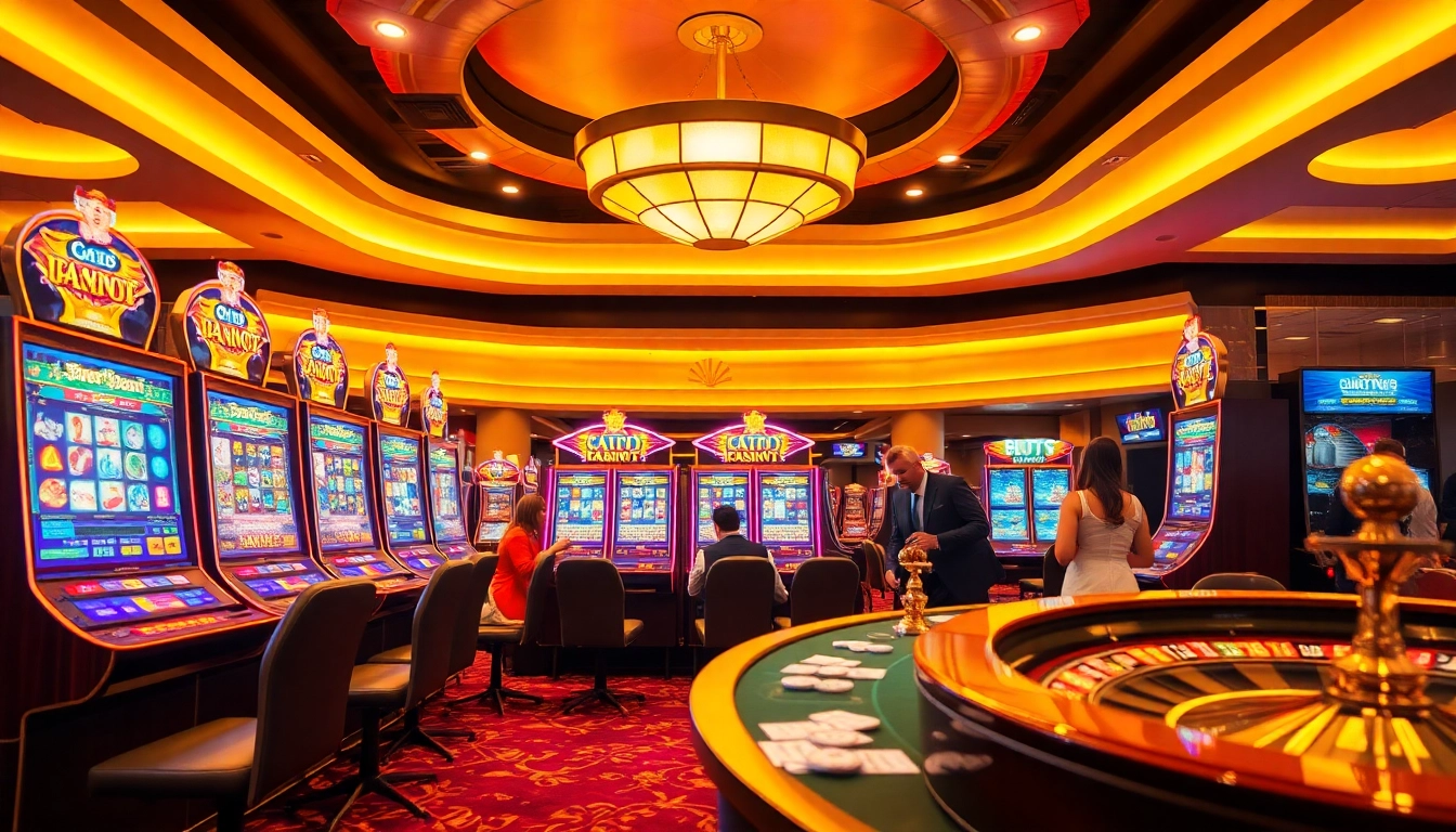 Experience the thrill of slot gacor action with vibrant machines and professional gamblers in a luxurious casino setting.