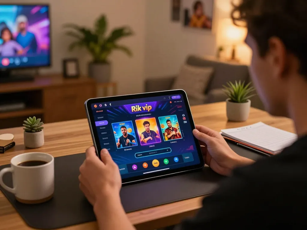 Engaging in online gameplay on the Rik vip app with strategic notes and cozy atmosphere