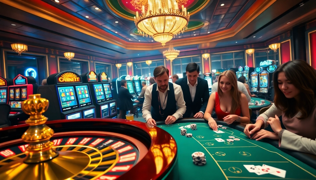 Experience the excitement of gambling at Website kubet with vibrant slot machines and lively roulette activity.