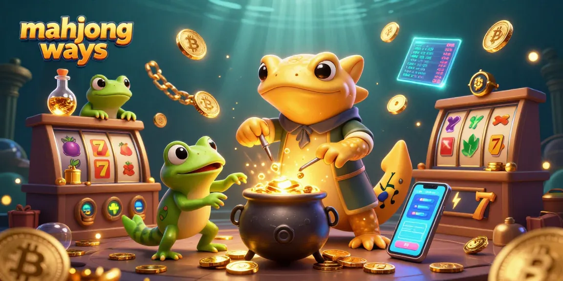Experience exciting mahjong ways with a lively scene of an alchemist and assistants creating winning gold coins in a vibrant casino.
