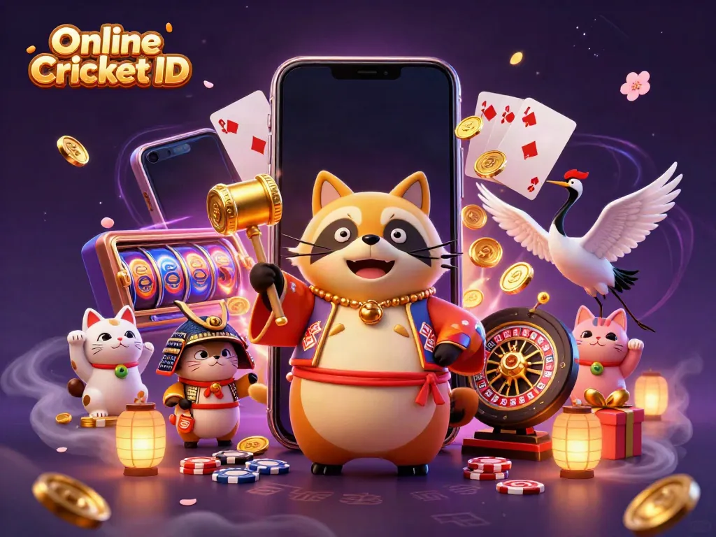 Engage in Online Cricket ID betting with dynamic gaming visuals and lucky symbols.