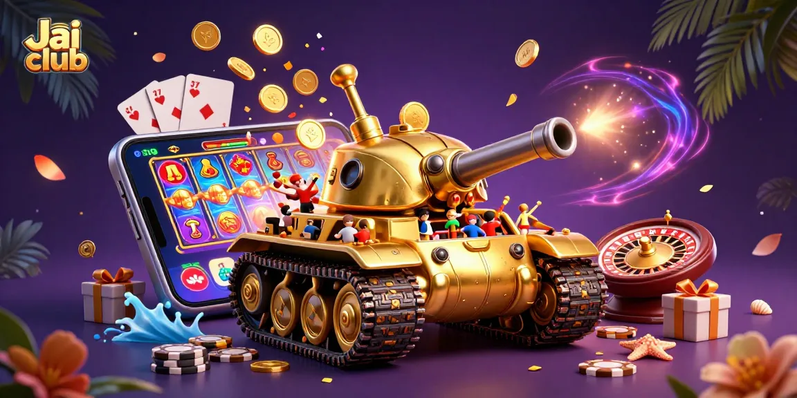 Play exciting games on Jai club with this ultra-detailed casino scene featuring vibrant slot machines and colorful game elements.