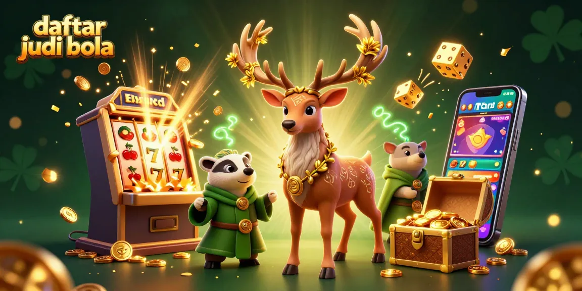 Experience the thrill of daftar judi bola with a magical 3D casino scene featuring vibrant characters and game elements.