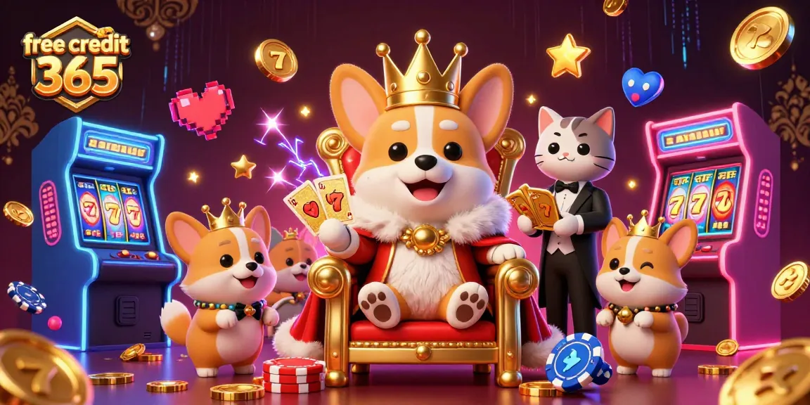 Experience the thrill of spins with free credit 365 at our vibrant casino-themed illustration.