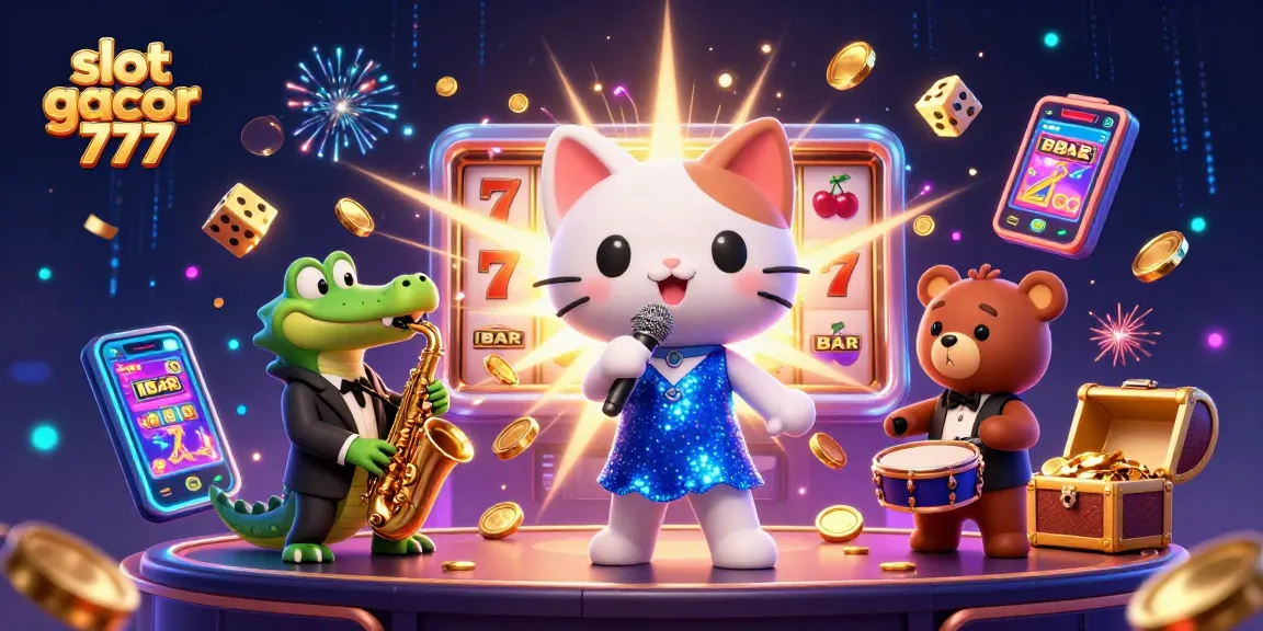 Experience the excitement of slot gacor 777 with our cartoon-style casino characters in a vibrant scene.