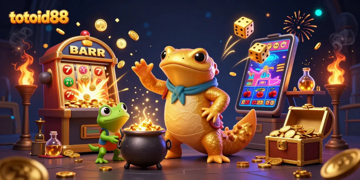 Totoid88 offers thrilling gaming action with golden alchemists and slot machines bursting with wins.